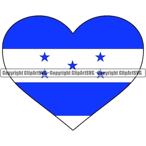 Honduras Heart Shaped Flag Caribbean Central America Country World National Nation Love Logo Art .JPG .PNG Clip Art Design Graphic File