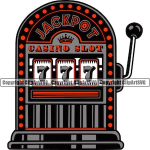 Jackpot Slot Machine Lucky 777 Casino Bet Money Chip Win Risk Play Win Winner Sign Vegas Spin Game Design Logo SVG PNG Vector Clipart Cut