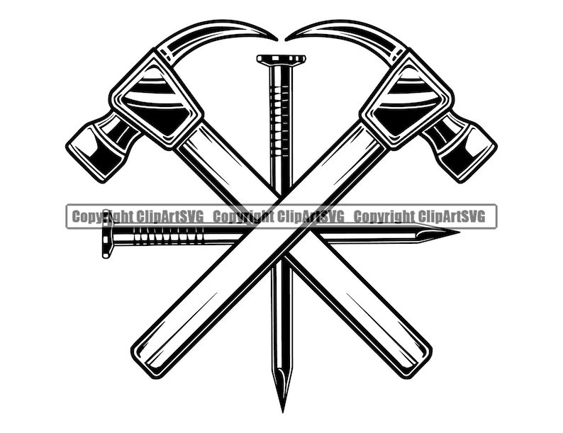 woodworking logo 7 hammer nail crossed carpenter tool