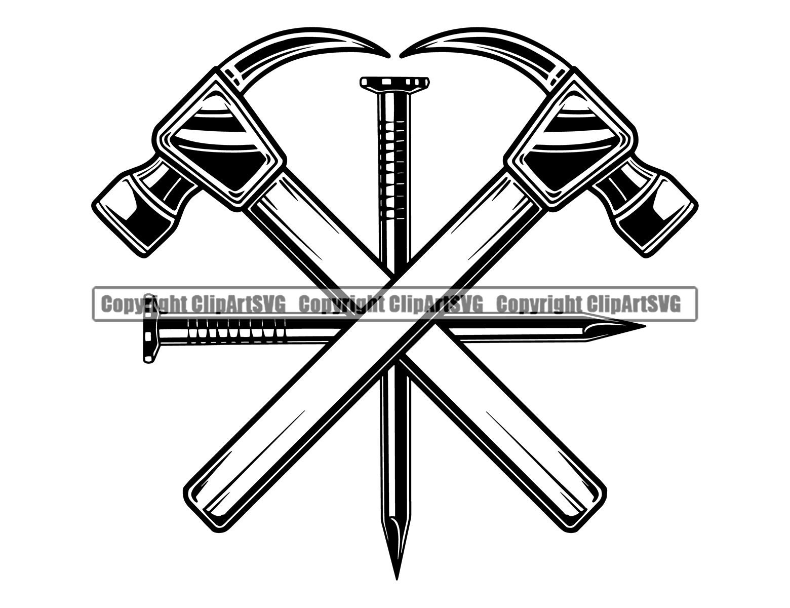 Woodworking Logo 7 Hammer Nail Crossed Carpenter Tool Build Etsy