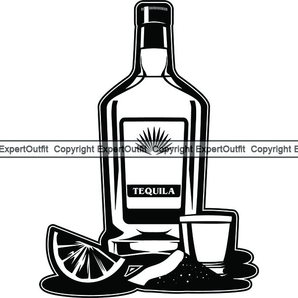 Tequila Shots #1 bouteille d’alcool boisson alcoolisée boire Western Salon Bar Pub barman spiritueux verre Logo. SVG. PNG vectoriel Cricut coupe coupe