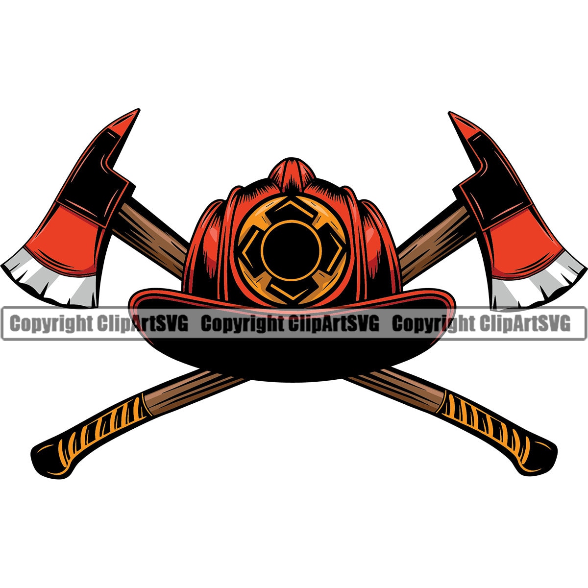 Firefighter Axes Crossed Helmet Hat Symbol Sign Fire Etsy