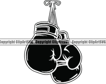 May include: A pair of black boxing gloves hanging from a string. The gloves are tied together at the wrists.