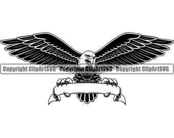 Motorcycle Chopper American Bald Eagle Biker Race Car Bike Car Service Repair Shop Garage Design Ribbon Logo SVG PNG Vector Clipart Cut File