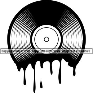 Vinyl Schallplatte Album schmelzend tropfend Musik Turntable Player Mixer DJ Disc Jockey Club Stereo Sound Design Art Logo SVG PNG Vektor Clipart Cut