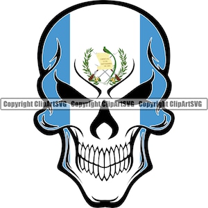 Guatemala Guatemala Totenkopf Skelett Flagge Land Welt Nation Karte Zeichen Symbol Design Element Logo SVG PNG Clipart Vektor Cricut Cutting Cut