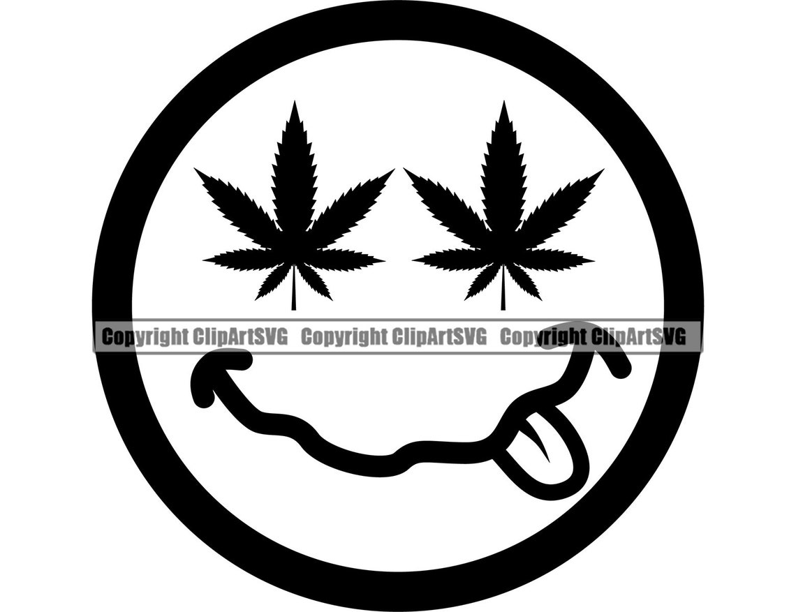Marijuana Leaf Happy Face Emoji Cannabis Pot Joint Blunt Smoke Etsy