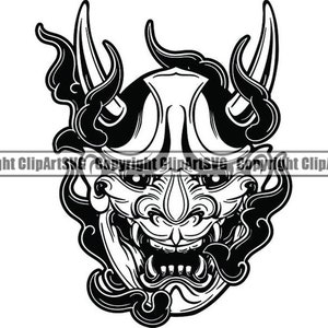 Hannya Maske #1 Japanische Tattoo Traditionelle Asiatische Orientalische Kunst Kunstwerk Illustration Japan Logo .SVG .PNG Clipart Vektor Cricut Cut Cutting