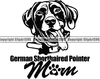 Kortharige Duitse #15 moeder hondenras K-9 huisdier dier jacht Canine Hound stamboom logo. SVG. PNG clipart vector Cricut knippen snijden