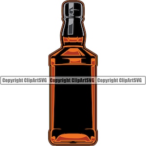 Bottiglia di liquore Alcool Whisky Brandy Rum Drink Bar Pub Taverna Spirito del partito Bicchiere da vino Elemento di design vuoto Logo SVG PNG Vector Taglio Taglio