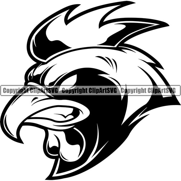 Rooster Chicken Cock Mascot School Team Head Face Sport eSport Game Emblem Sign Club Badge Art Icon Text Design Logo SVG PNG Clipart Cutting
