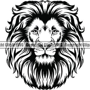Lion #19 Tribal Mascot Head Face Wild Animal Growling Cartoon School Team Sport Tattoo Design Logo.SVG.PNG Clipart Vector Cricut Cut Cutting