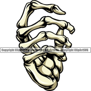 Skull Skeleton Hand Hold Holding Grab Grabbing Tattoo Bone Death Gesture Sign Art Design Element Logo SVG PNG Vector Clipart Cut Cutting