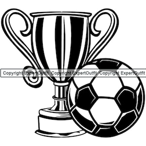 Fußball Logo Ball Trophäe Meister Winner League Futball Team Sport Schule Kind Spiel Spieler Uniform .SVG .PNG Clipart Vektor Cricut Cut Cutting