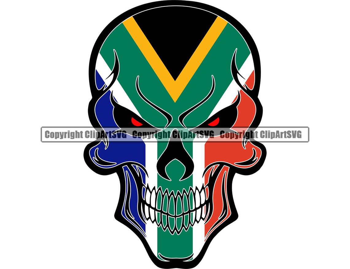 South Africa African Skull Skeleton Flag Safari Country World Etsy