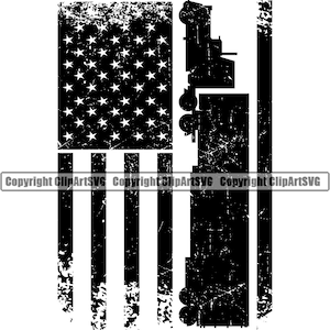 Truck Driver Trucking USA United States America American Flag Delivery Shipping Cargo Design Logo SVG Clipart Vector Cricut Cut Cutting File