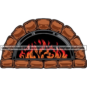 May include: A brick oven with a large opening, showing flames inside. The oven is made of brown bricks and has a rounded arch.