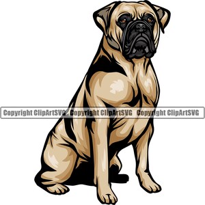 Bull Mastiff hond zitten zitten ras Happy Paw Puppy Pup huisdier K9 Bullmastiff Engels Dogue De Bordeaux Logo SVG PNG Clipart Vector knippen snijden