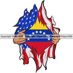 Venezuela Venezuelan Superhero Hand Ripping USA Flag Shirt Country Nation Design Element Logo SVG Png Clipart Vector Cut Cutting Cut File