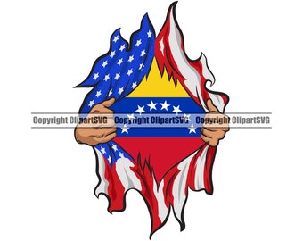 Venezuela Venezuelan Superhero Hand Ripping USA Flag Shirt Country Nation Design Element Logo SVG Png Clipart Vector Cut Cutting Cut File