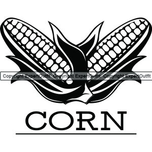 Corn Logo #2 Ear Stalk Food Agriculture Vegetable Farm Cob Sweetcorn Harvest Produce Maize Organic.SVG.PNG Clipart Vector Cricut Cut Cutting