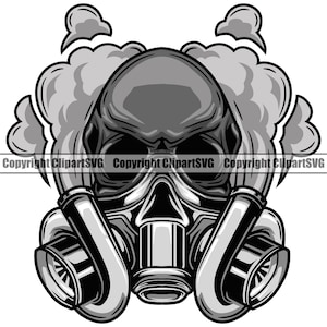 Skull Gas Mask Turbo Charger Mechanic Car Motorcycle Race Racing Racer Repair Auto Shop Garage Design Logo SVG PNG Clipart Vector Cut File