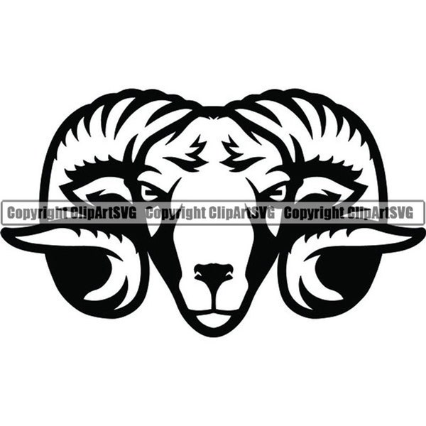 Ram #2 Mascot Head Face Animal Growling Cartoon College High School Team Sport Design Logo .SVG .PNG Clipart Vector Cricut Cut Cutting File