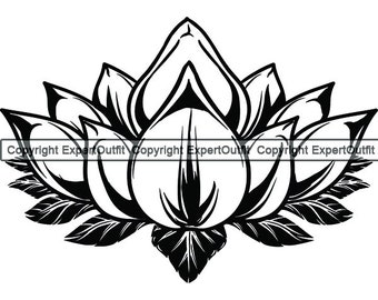 Lotus Flower #2 Nature Garden Floral Blossom Plant Grow Pedal Bloom Yoga Budda Meditation Health .SVG .PNG Clipart Vector Cricut Cut Cutting