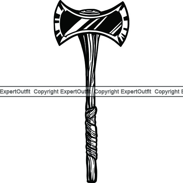 Viking Warrior Axe Double Sided Labrys Edge Sharp Heavy Cut Cutting Cutter Wood Handle Weapon .SVG .PNG Clipart Vector Cricut Cut Cutting