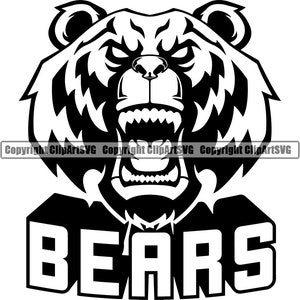 Grizzly Bear Sports Team School Mascot Grizzlies Brown Black Wildlife Wild Animal Zoo Design Element Logo SVG PNG Clipart Vector Cut Cutting