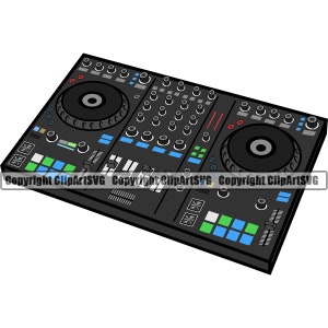 DJ Disc Jockey Einrichtung Moderne CD Compact Disc Plattenspieler Audio Musik Mixer Schallplatte Album Club Sound Design Logo SVG Png Vektor Clipart Cut