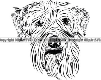 Soft Coated Wheaten #1 Puppy Dog Breed Pedigree Canine K-9 Animal Pet Terrier Cartoon Head Logo .SVG .PNG Clipart Vector Cricut Cut Cutting