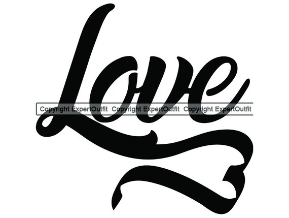 Heart Love Infinity Script Art Doodle Ding Quote Illustration Etsy