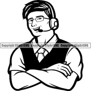 Klantenservice Bel Service Tech Technicus Zakelijke telefoon Help Kantoor Operator Headset Computer Design Logo SVG PNG Vector Clipart Knippen