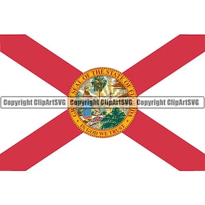 Drapeau de l’État de Floride U.S. US United America American Nation National Art. JPG. PNG Instant Clipart Clip Art Design Graphic Download File
