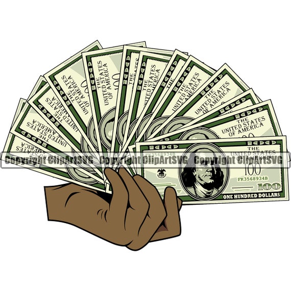 Black Hand Holding Money 100 Hundred Dollar Bill Fan Cash Rich Etsy