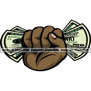 Mão Segurando Dinheiro Dinheiro Notas De 100 Cem Dólares Rico Segurar Aperto Homem Masculino Punho Agarrar Elemento De Design Logotipo SVG PNG Clipart Vetor Cricut Cut