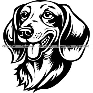 Dachshund Smiling Dog Puppy Happy Face Canine Breed Animal Pet Portrait Paw Print Cartoon Drawing Art Logo Tattoo Design SVG PNG Cut Cutting