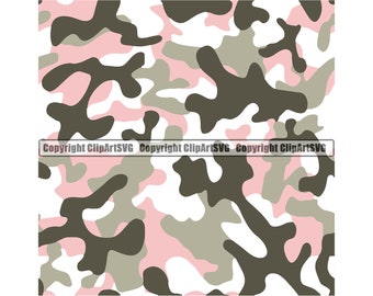 Pink Camo Camouflage Seamless Pattern War Print Military Hunt Wrap Cover Graphic Design Decor Art Hot Logo SVG PNG Clipart Vector Cut File