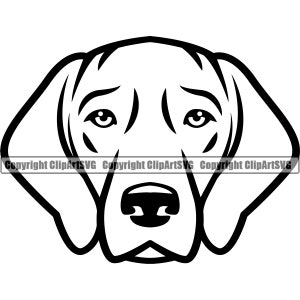 Vizsla Hunderasse Kopf glückliches Gesicht Stammbaum Reinrassige K-9 Haustier Weimaraner Rhodesian Ridgeback Tier Design Logo SVG PNG Clipart Vektor geschnitten Datei