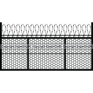 Barbed Wire Fence Razor Chain Link Metal Gate Fencing Jail Prison Protection Security Element Logo.SVG.PNG Clipart Vector Cricut Cut Cutting