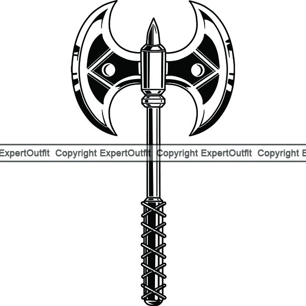 Viking Axe Double Weapon Deadly Bladed Battle War Nordic Feudal Fighter Combatant Warrior Soldier.SVG .PNG Clipart Vector Cricut Cut Cutting