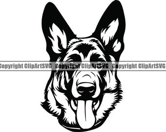 German Shepherd #25 Smiling Dog Breed K-9 Pet Police Cop Law Enforcement Hound Pedigree Logo .SVG .PNG Clipart Vector Cricut Cut Cutting