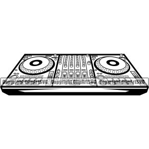 DJ-Aufbau Musik Plattenspieler Plattenspieler Mixer Disc Jockey Album Vinyl Club Stereo Retro Sound Design Art Logo SVG PNG Vektor Clipart geschnitten Datei