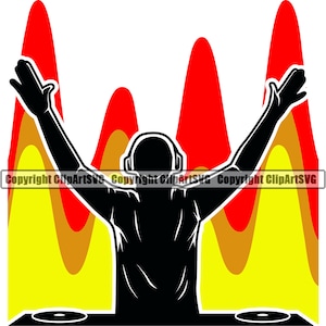 DJ Disc Jockey Musik Plattenspieler Plattenspieler Mixer Album Vinyl Night Club Sound Radio Stereo Silhouette Design Logo SVG Vektor Clipart Cut