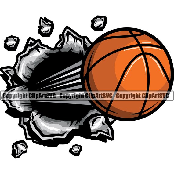 Basketball Ball Breaking Wall Speed Line School Mascot Team Etsy