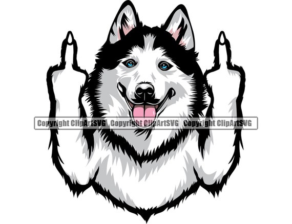 Siberian Husky Dog Middle Finger Breed Paw Puppy Pup Pet Funny