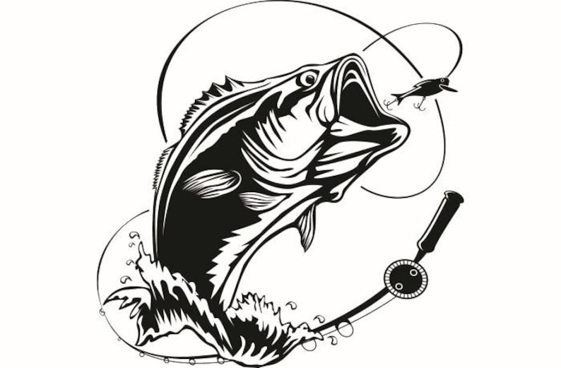 Download Bass Fishing 5 Logo Angling Fish Hook Fresh Water Hunting ...