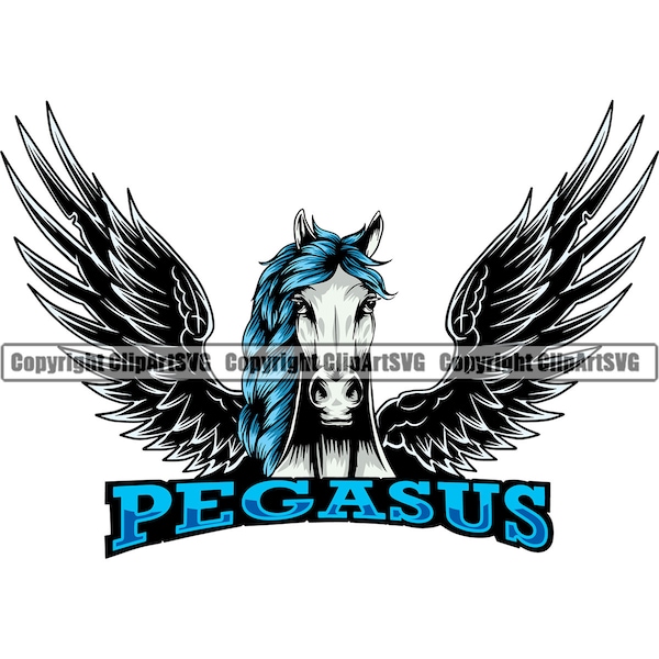 Pegasus Fantasy Horse Angel Wings Mythological Creature Animal Stallion Horseback Design Art Logo.SVG .PNG Clipart Vector Cricut Cut Cutting