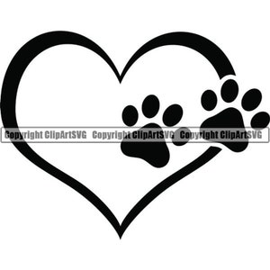 Paw Print #4 hart liefde hond puppy kat Kitten dierlijke voetafdruk voet teen afdrukken dierlijke logo. SVG. PNG clipart vector Cricut knippen snijden-bestand